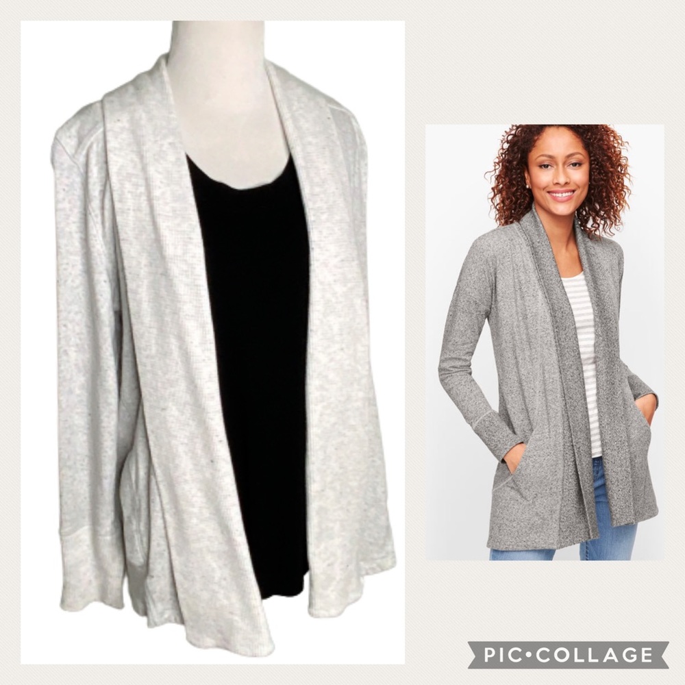 Talbots Light Gray Terry Cardigan With Pockets M